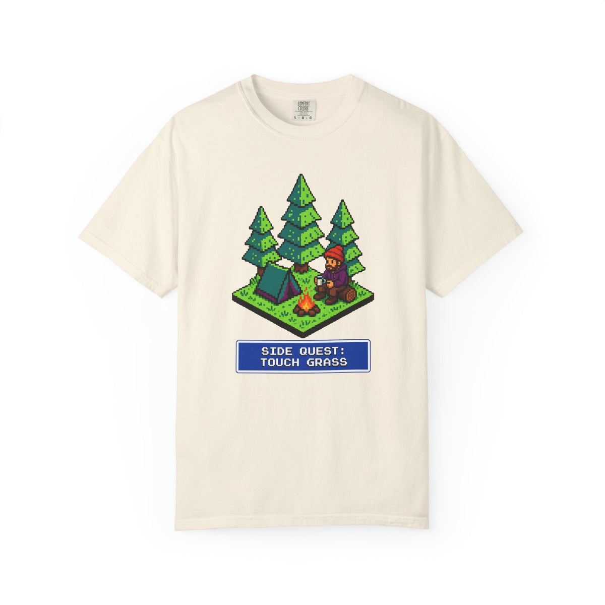 Side Quest: Touch Grass - Pixel Camping Gamer  T-Shirt