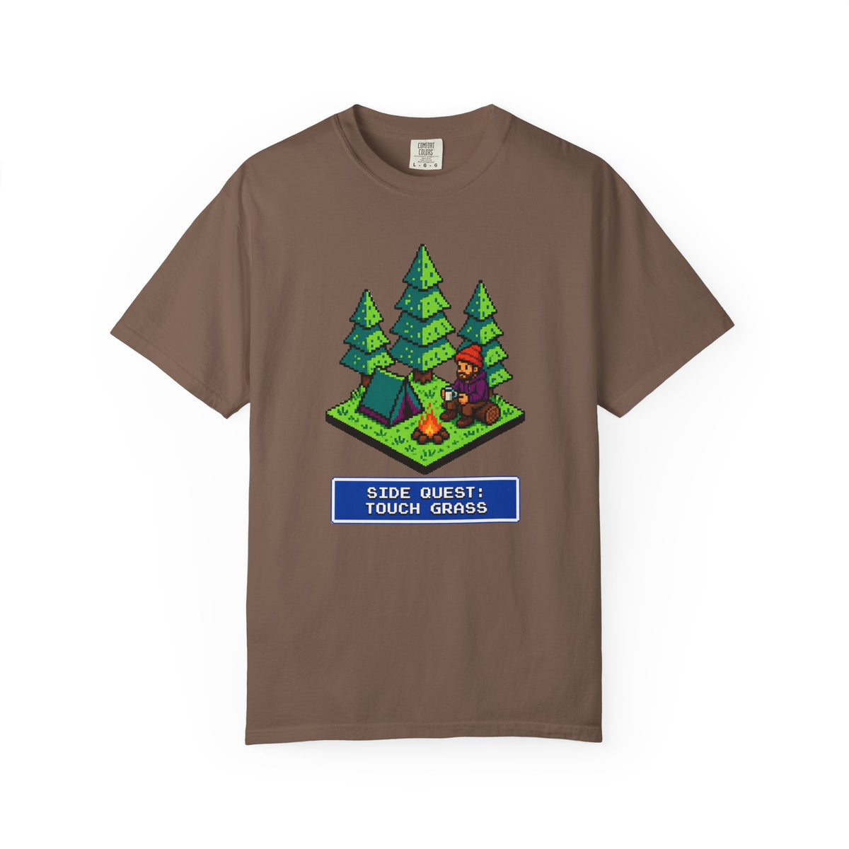 Side Quest: Touch Grass - Pixel Camping Gamer  T-Shirt