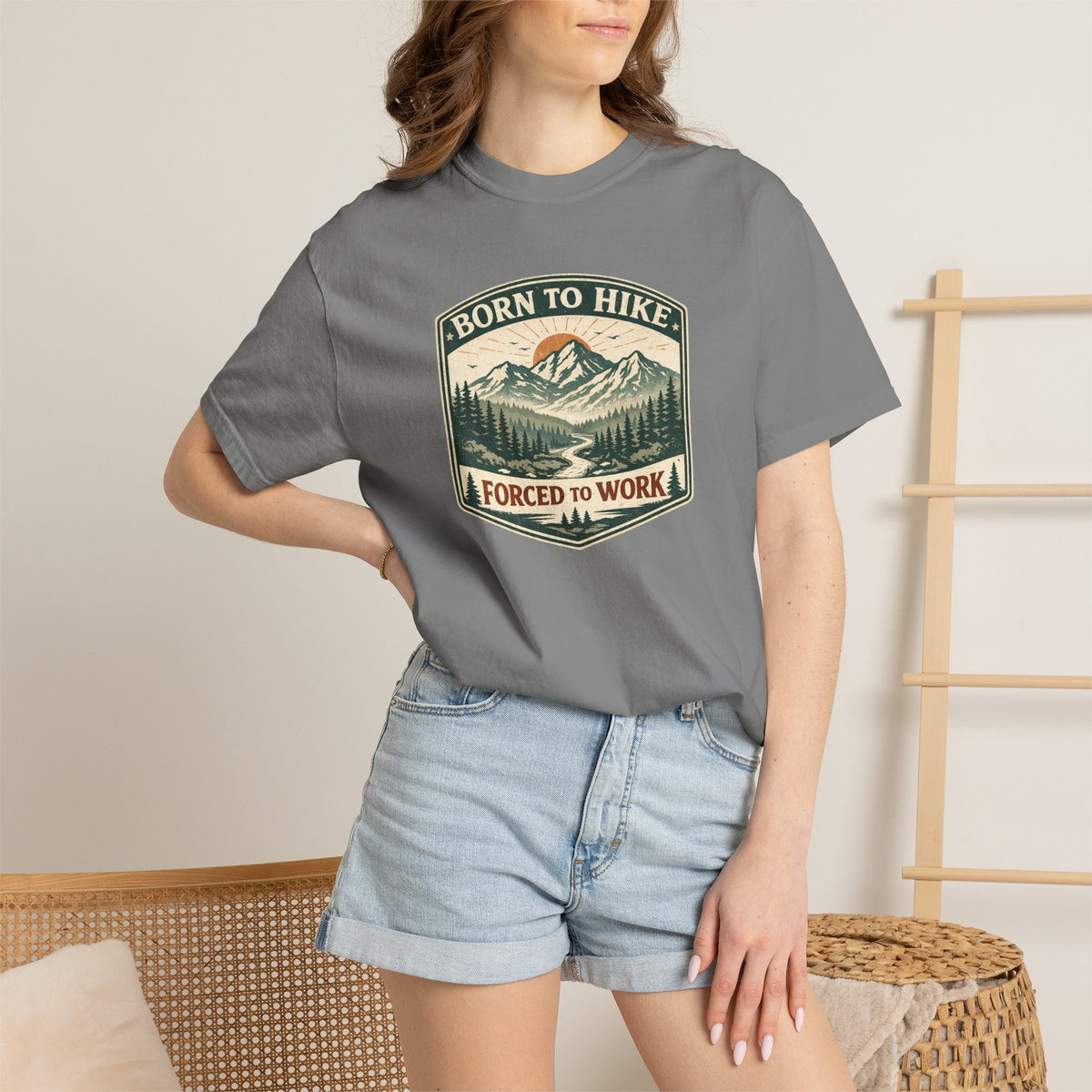 Born to hike Forced to work- Tshirt