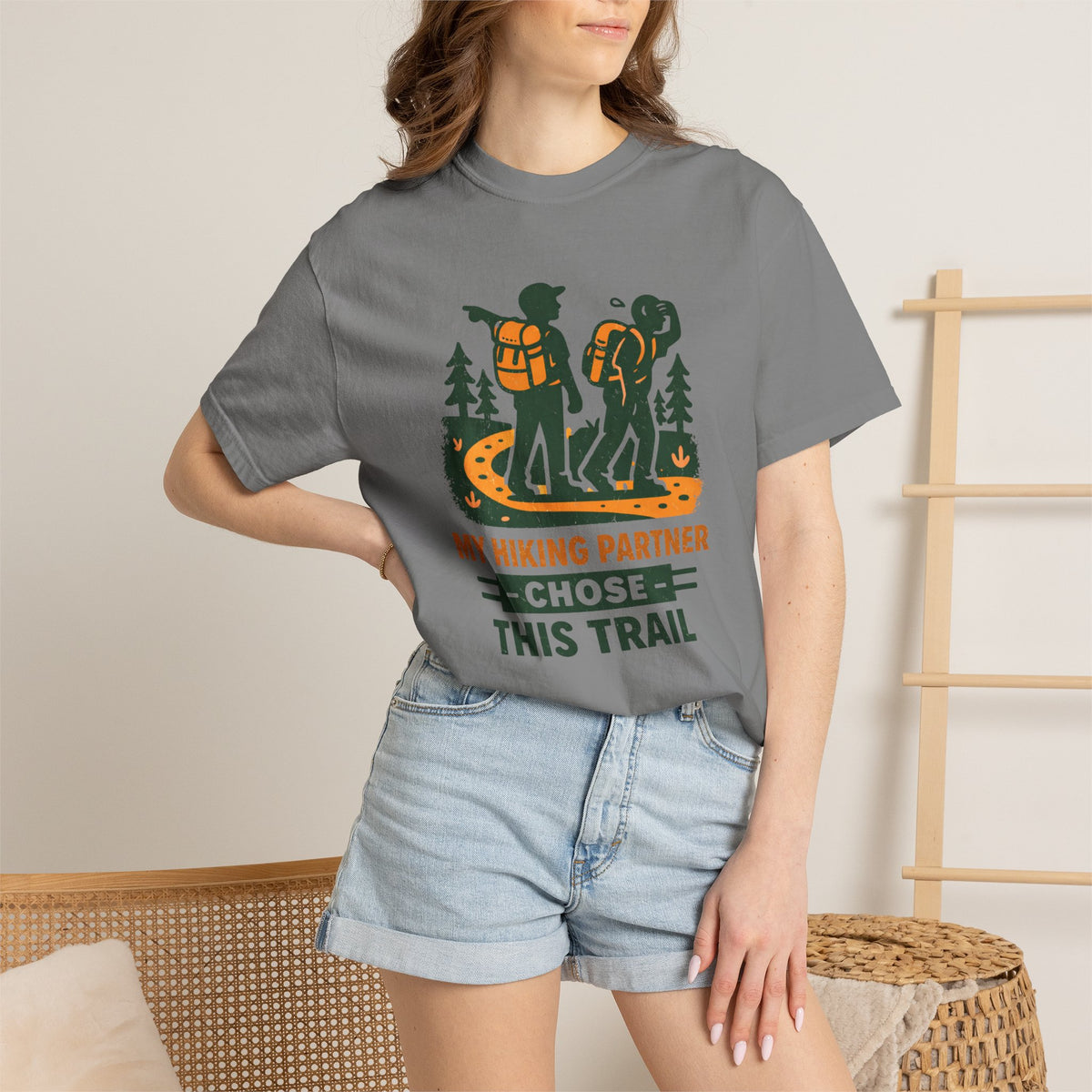 Hiking T-Shirt — "My Hiking Partner Chose This Trail" Outdoor Adventure Tee