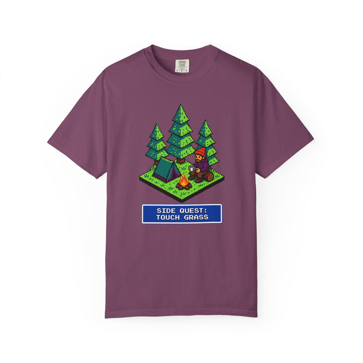 Side Quest: Touch Grass - Pixel Camping Gamer  T-Shirt