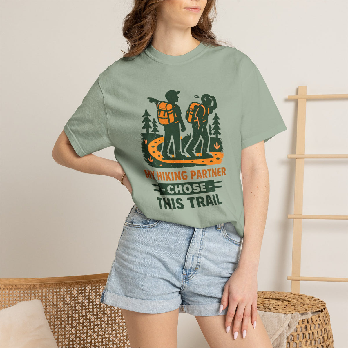 Hiking T-Shirt — "My Hiking Partner Chose This Trail" Outdoor Adventure Tee